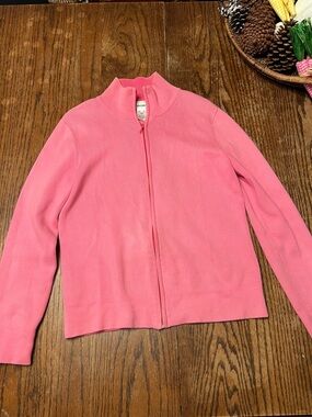 Jones New York Sport  Pink Zip-Front Cardigan Sweater